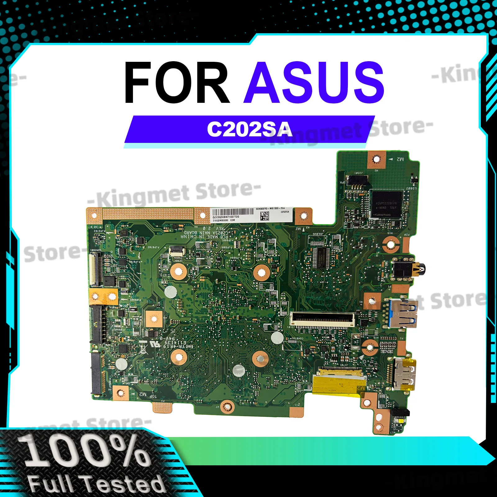 C202SA Laptop Motherboard For ASUS Chromebook C202S C202SA Notebook Mainboard With Celeron CPU 100% tests OK fast shipping stk