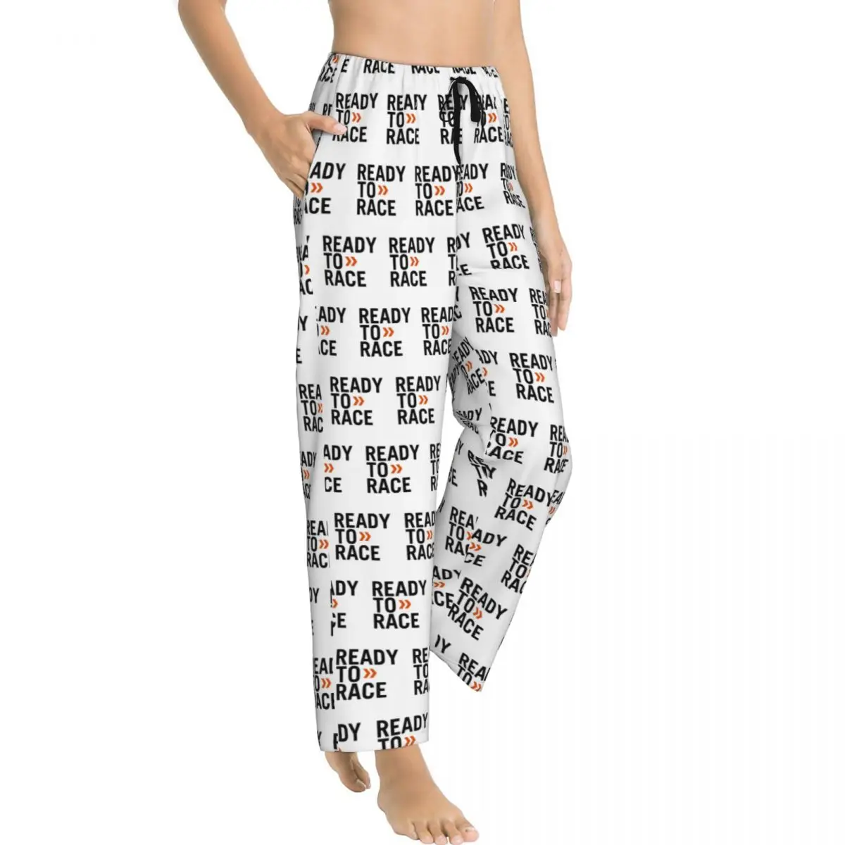 Custom Print Ready To Race Pajama Pants for Women Racing Motorcycle Biker Sleep Sleepwear Bottoms with Pockets