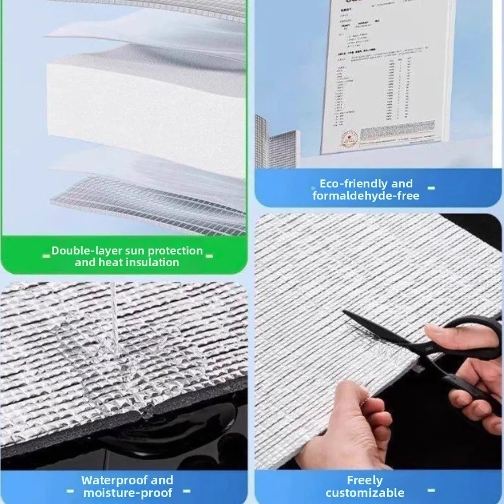 Self-adhesive Roof Insulation Film Heat Insulation Anti UV Full Blackout Film Light Blocking Aluminum Foil Window Curtains