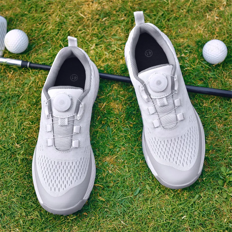 Męskie buty golfowe LiXingMing Nowe szare, duże rozmiary do 47 # Oddychające tenisówki golfowe Trening na świeżym powietrzu Zawody golfowe Buty