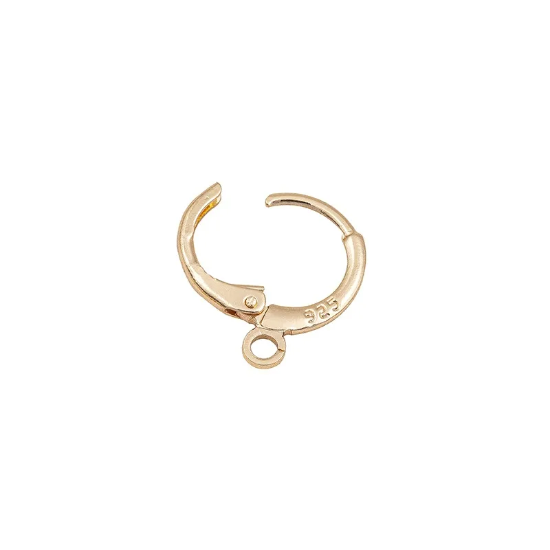 

14K Gold-plated Steel Stamp, 925 with Hanging Ear Loops, Round Ear Clips, European-style Ear Rings, Diy Earrings Accessories