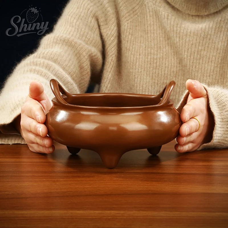 

Antique Daming Xuande Furnace Red Copper Incense Burner Incense Ceremony Supplies Joe Ear Burner Wire Incense Burner