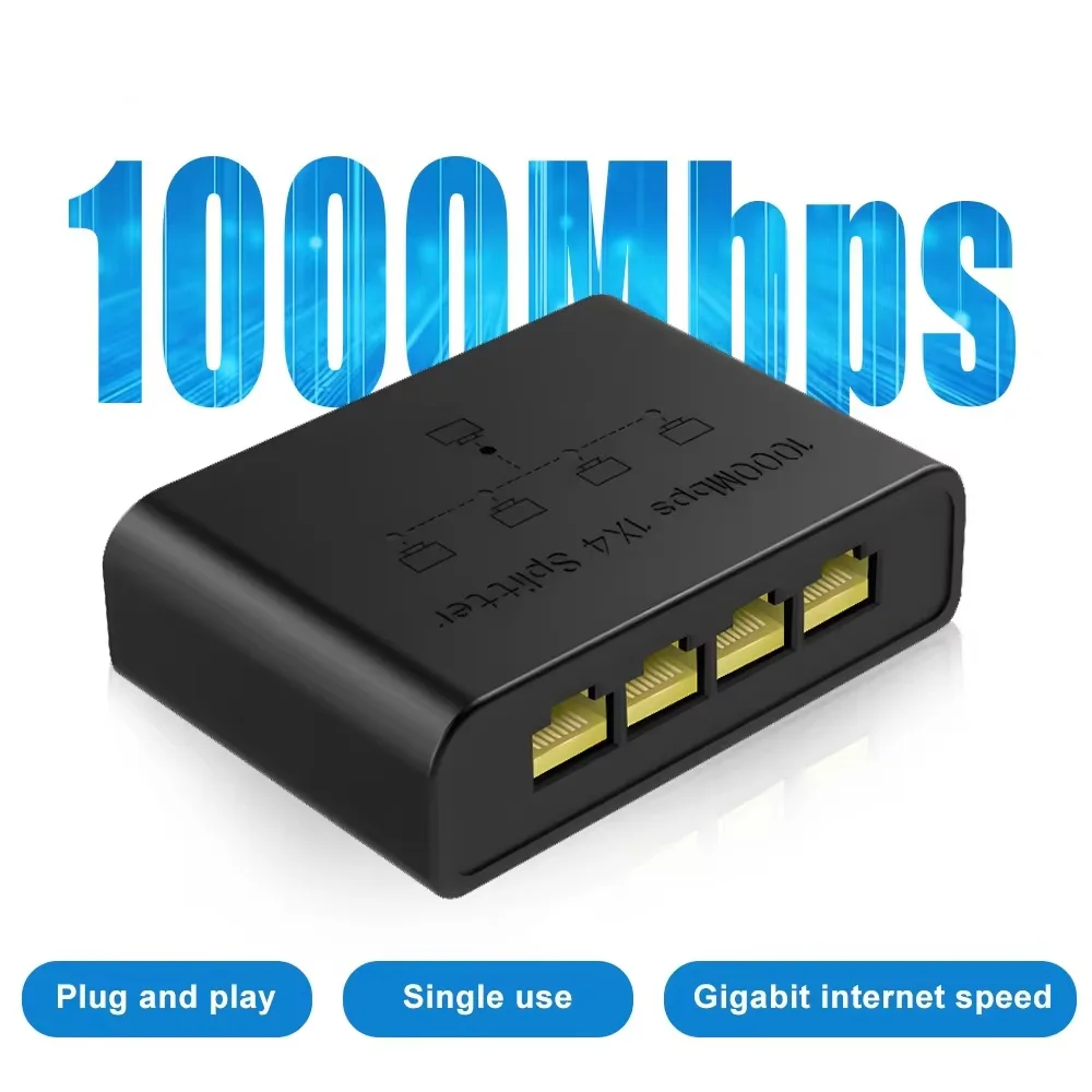 محول الشبكة 4 منافذ التبديل إيثرنت 1000Mbps جيجابت عالية الأداء الذكية الجلاد محور حاقن الإنترنت للمكتب المنزلي
