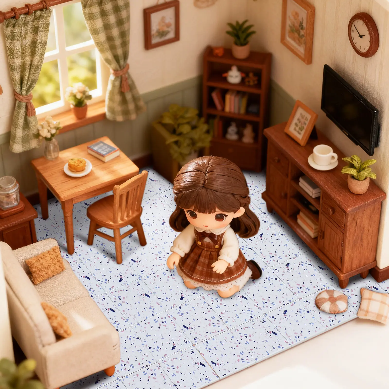 

DIY Mini House Flooring Pack High Detail Wood Style Tiles for Micro Interior Design Dollhouse Scene Building Decoration Kit