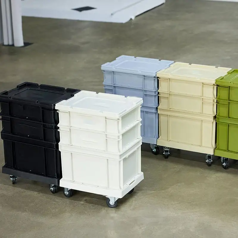 Storage Bins With Lids Industrial Style Storage Box With Wheels Movable Storage Boxes For Toys Movable Stackable Storage Bin