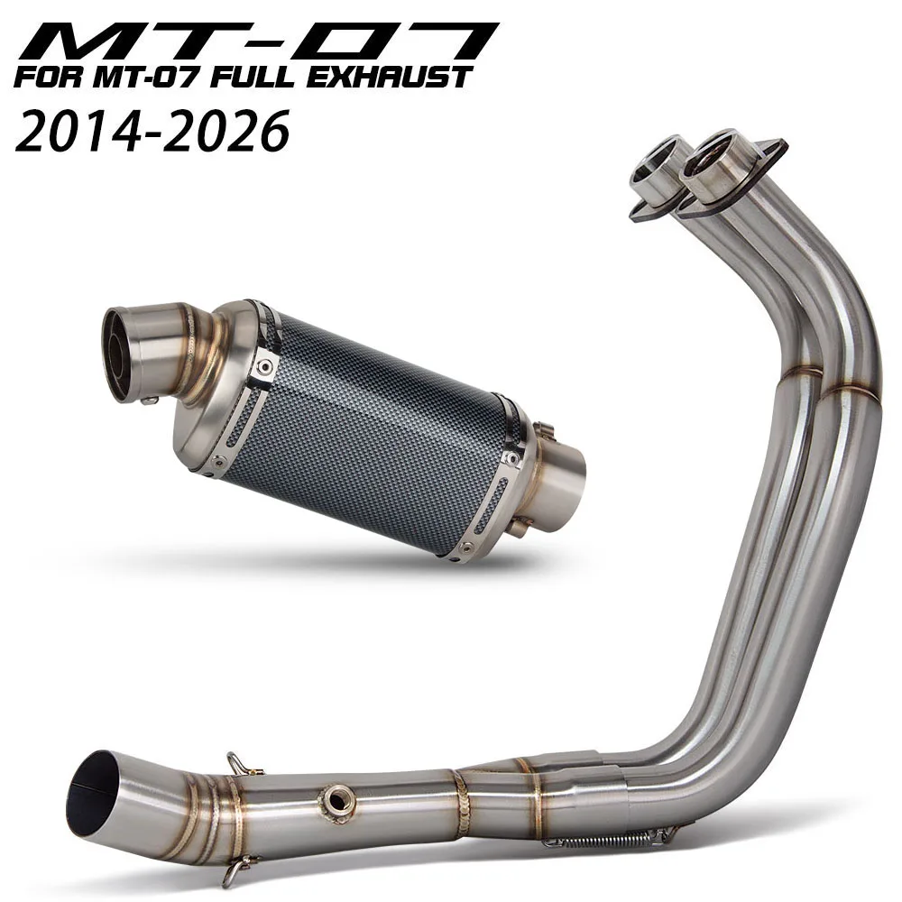 Motorcycle Exhaust Full System Front Muffler With DB Killer For Yamaha YZF-R7 MT07 FZ07 XSR700 Tracer700/GT Tacer 7/GT 2014-2026