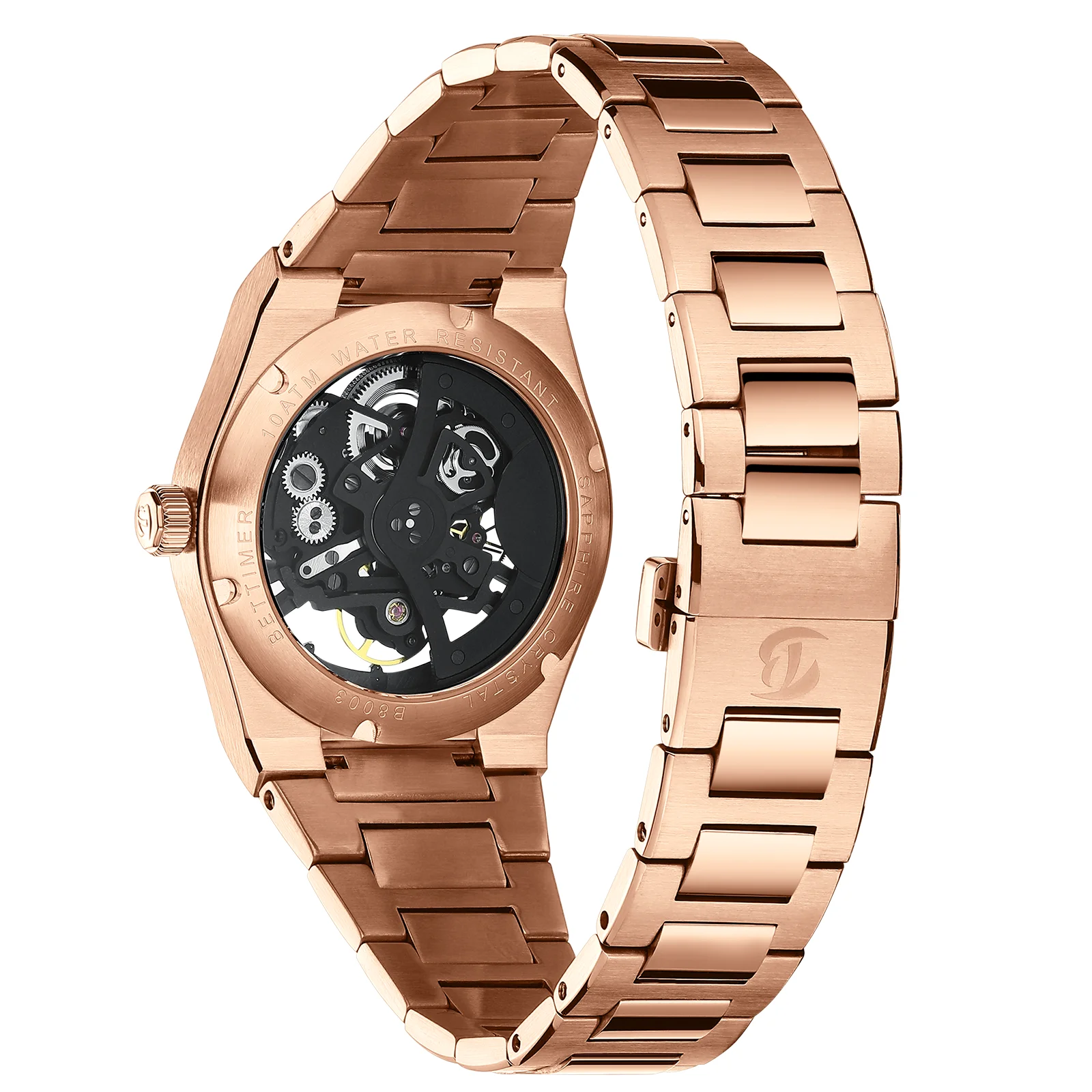 BETTIMER 2025 جديد ساعة ميكانيكية للرجال الطاووس SL2203 الياقوت الزجاج الأعمال الفولاذ المقاوم للصدأ مضيئة مقاوم للماء Reloj Hombre