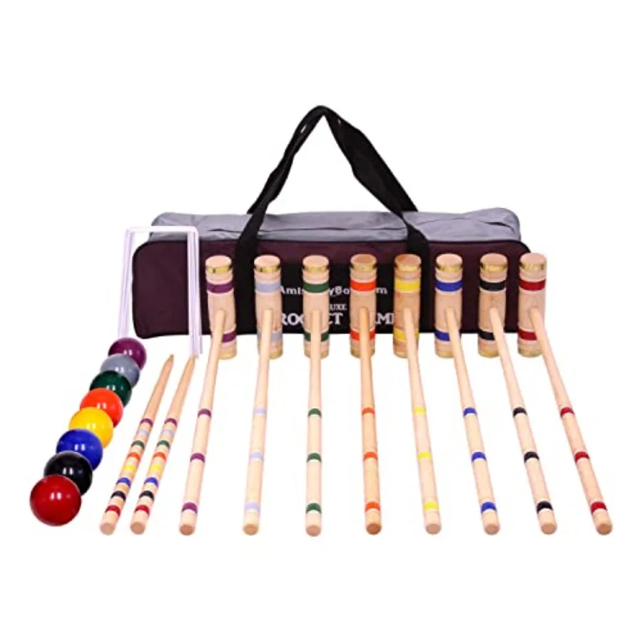 Deluxe 8-Player Croquet Game Set with Duffel Carry Bag Eight 32
