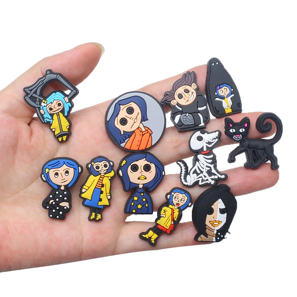 12-25Pcs MINISO Coraline Shoes Charms PVC Shoe Accessories For Clogs Sandals Decoration Buckle Kids Friends Gifts