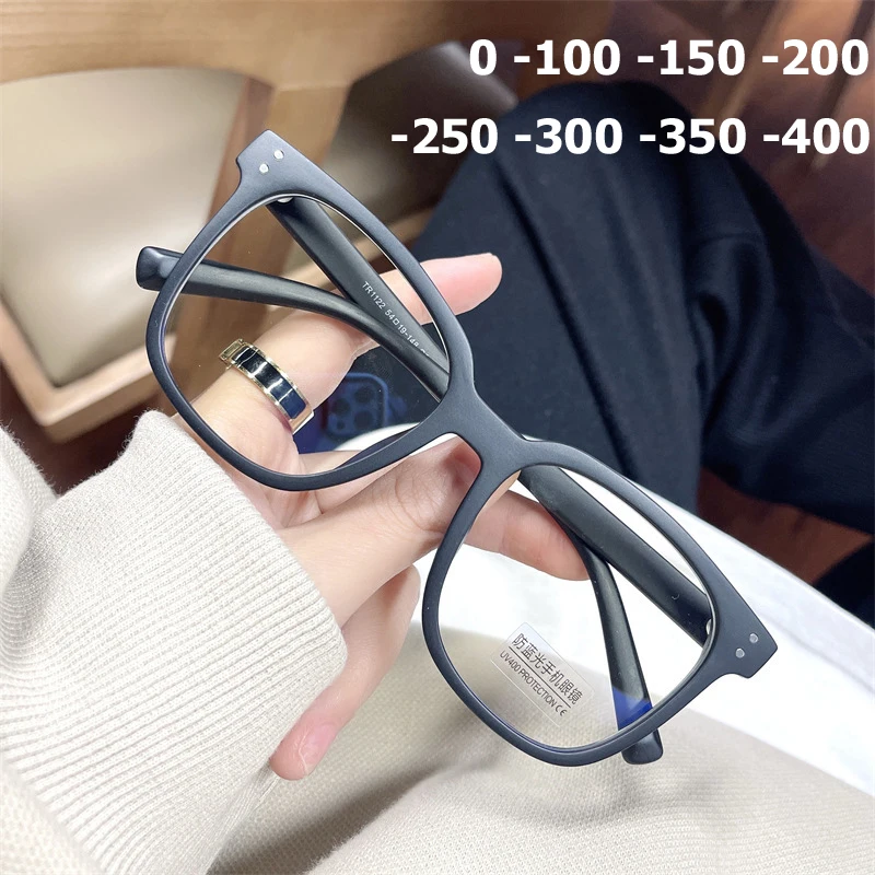 

Oversized Ladies Myopia Glasses Vintage Men Anti Blue Light Blocking Near-sight Eyewear Optical Eyeglasses Diopter 0 To -4.0