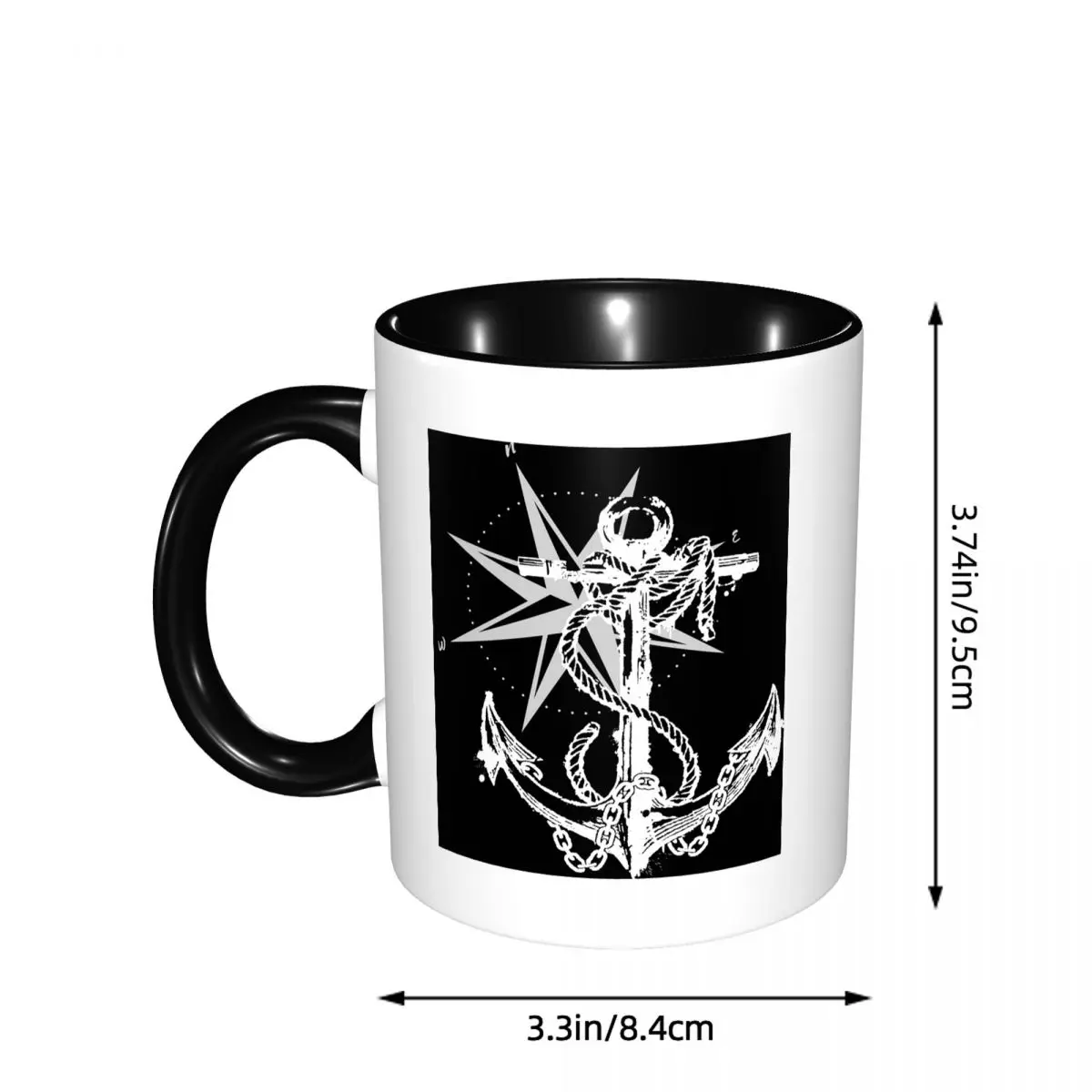 Nautical Compass Captain Anchor Boat Mug Funny Ceramic Coffee Cups Tea Mugs Milk Cup Drinkware Gifts for Woman Man