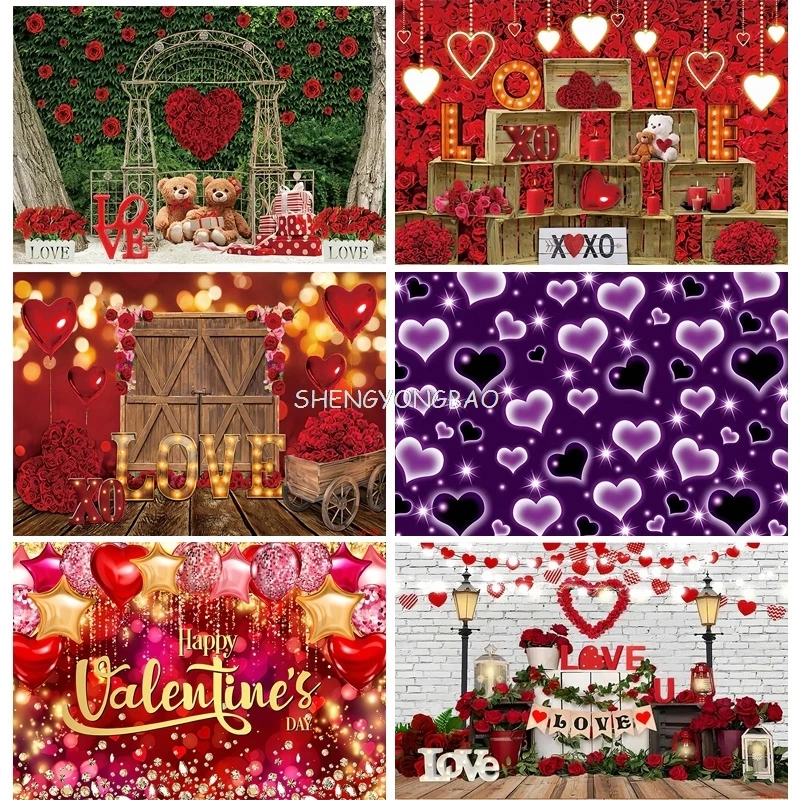

Valentine's Day Background Red Rose Love Bridal Wedding Pre Wedding Party Newborn Birthday Photography Backdrops Props VA-01