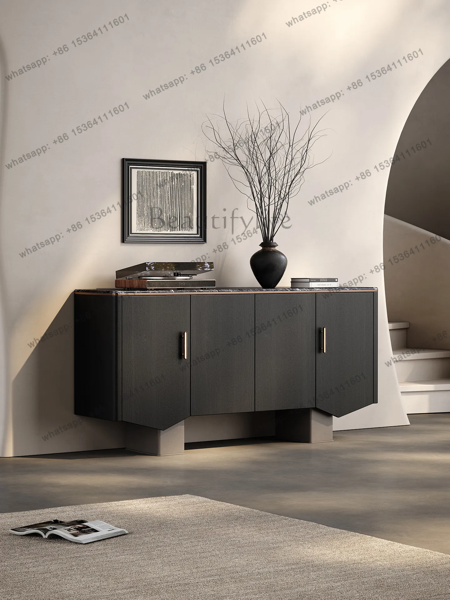 Italian light luxury wall high-end door cabinet living room storage cabinet