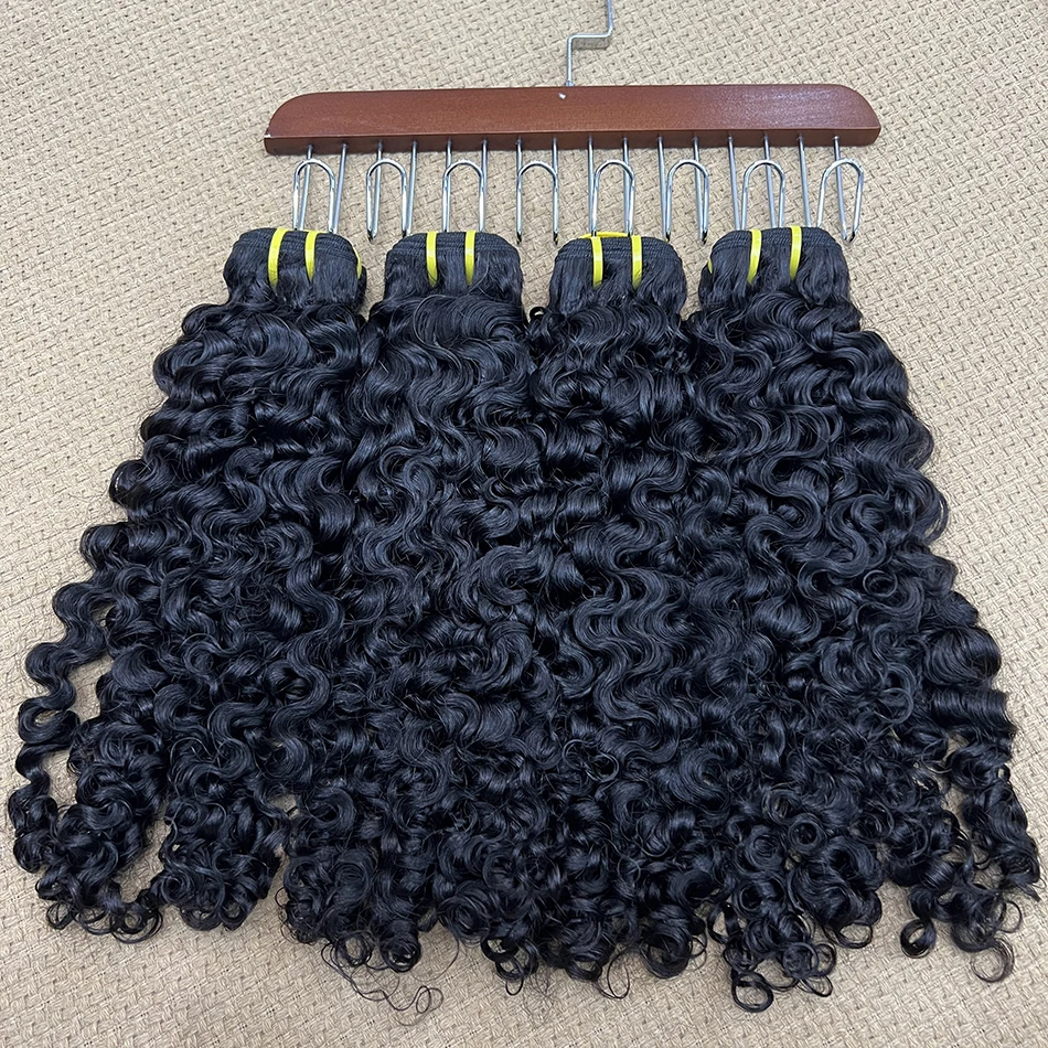 Birmese lockiges Echthaar-Bündel # 1B natürliche Farbe gewellt rohes reines Haar Weave Extensions federnd lockiges 100 % Echthaar für Frauen – Detail 19