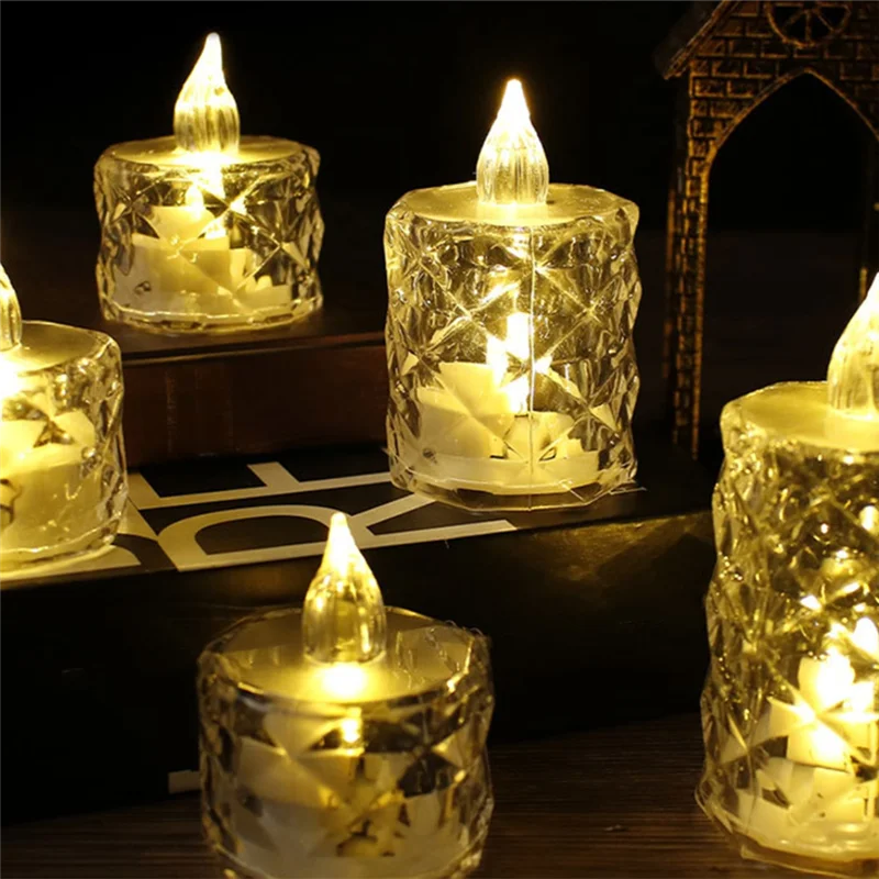 

N08R 24 Pcs Led Tealight Candles Battery Operated Smokeless Candle Lamp For Valentines Weddings Dining Tables 1.42*3.15In