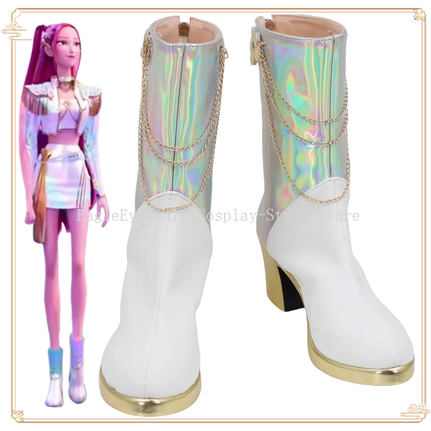 

KPop Охотники на демонов Мира Косплей Костюм Обувь Сапоги из искусственной кожи ручной работы Что это звучит как сцена Карнавальная вечеринка Хэллоуин Опора