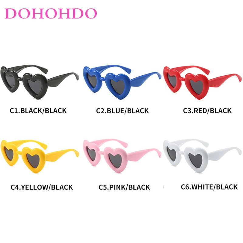 DOHOHDO Y2K Fashion New Heart-Shaped Sunglasses Women Vintage Luxury Brand Designer Candy Color Eyewear Female Party Sun Glasses