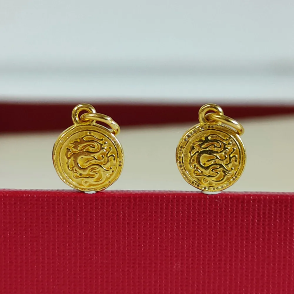 

1pcs Pure 999 24K Yellow Gold Men Women Lucky Dragon Pendant