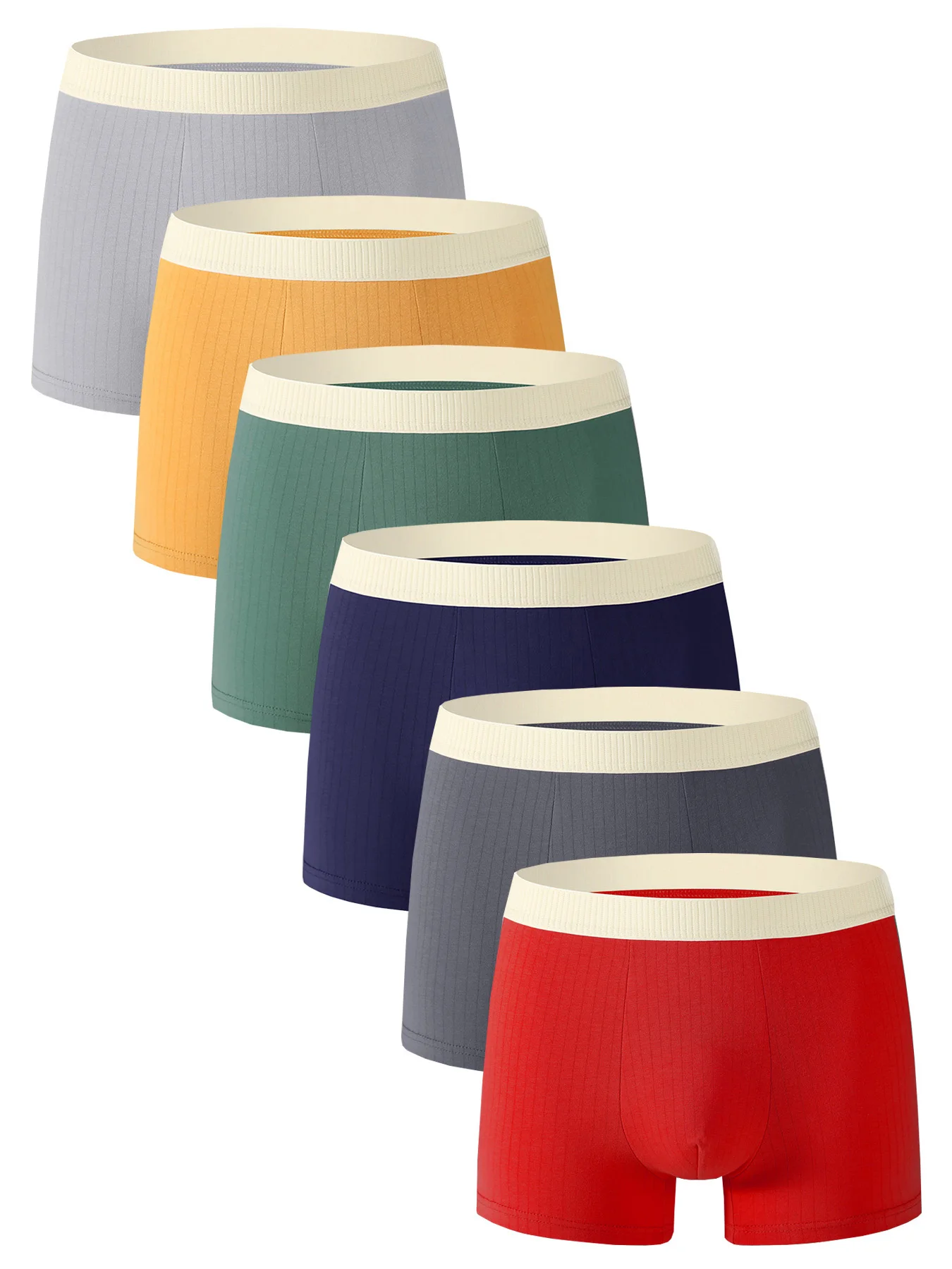 

6PCS breathable straight-leg pants in a multi-color combination style, simple and casual men's underwear