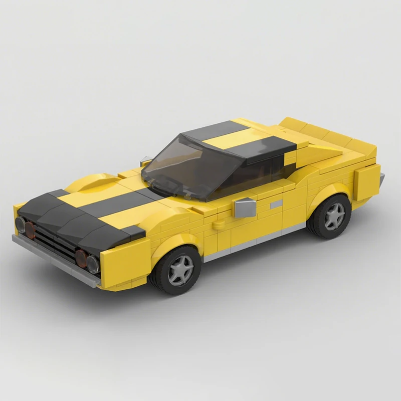 

314PCS City Champion Supercar MOC 1974 Javelin Yellow Classic Muscle Car Model Creative Building Blocks DIY Assembly Gift