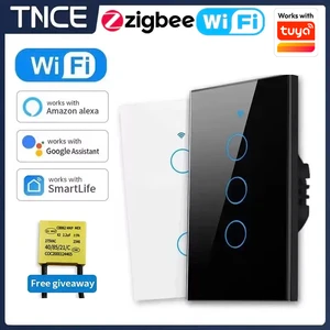 TNCE Tuya US WiFi or Zigbee Smart Wall Switch 1/2/3/4 Gang Wire Touch Se
