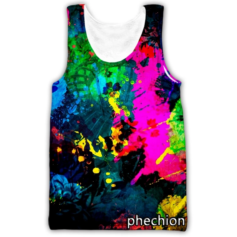 

phechion New Fashion Men/Women Splash ink 3D Printed Sleeveless Vest Streetwear Men Loose Sporting Tank Tops A53