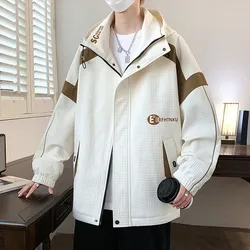 Fashion Men's Windbreaker 2025 Spring Autumn Casual Hooded Jackets Youth High Street Wear Loose Coat Outdoor Top Parkas Clothing