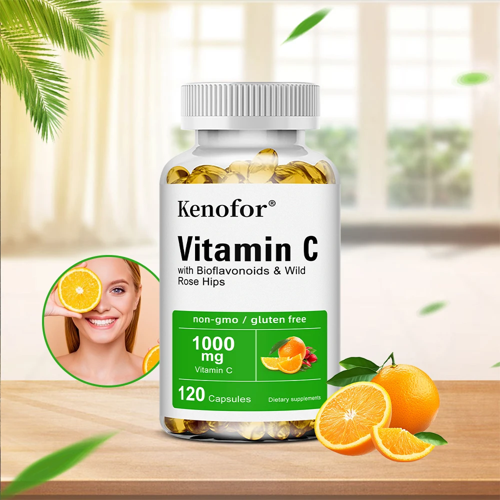 Vitamin C 1000mg - with Bioflavonoids & Wild Rose Hips,Supports Skin Health,Antioxidant,Immune System Health,120 Capsules