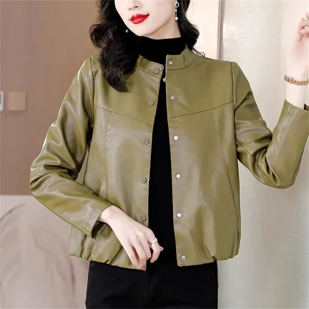 Women Jacket New in Coats New Thick Maillard Leather Jacket Ladies Short Spring and Autumn Fashion Loose Leather Jacket Woman