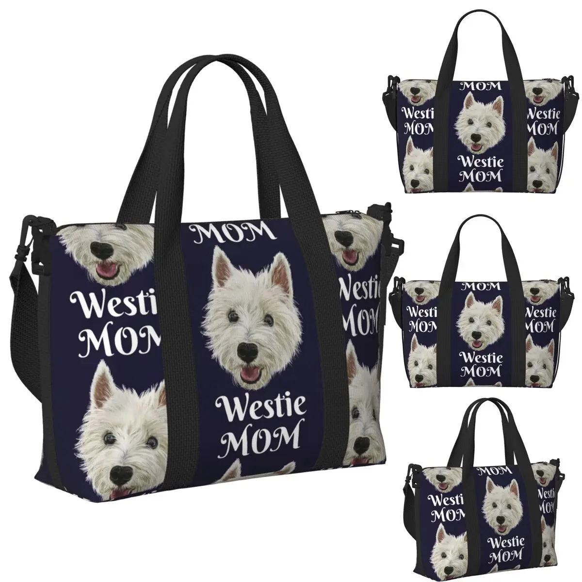 

Westie Dog West Highland White Terrier Пляжная дорожная сумка Большая вместительная сумка-тоут для тренажерного зала Йога Женская дорожная сумка для покупок