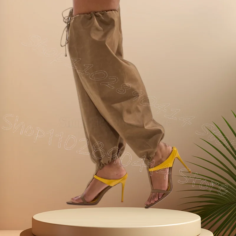 

Коричневые эластичные босоножки-сапоги с Т-образным ремешком и открытым носком, на шнуровке, женские туфли на тонком высоком каблуке, новые, для вечеринок и свиданий, 2026, Zapatos Para Mujeres