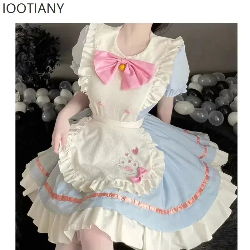 

CosplayJapanese Style Mini Cute Blue Lolita Dress Female Halloween Anime Exhibition Role Play Cosplay Maid Maid Uniform Dress Co