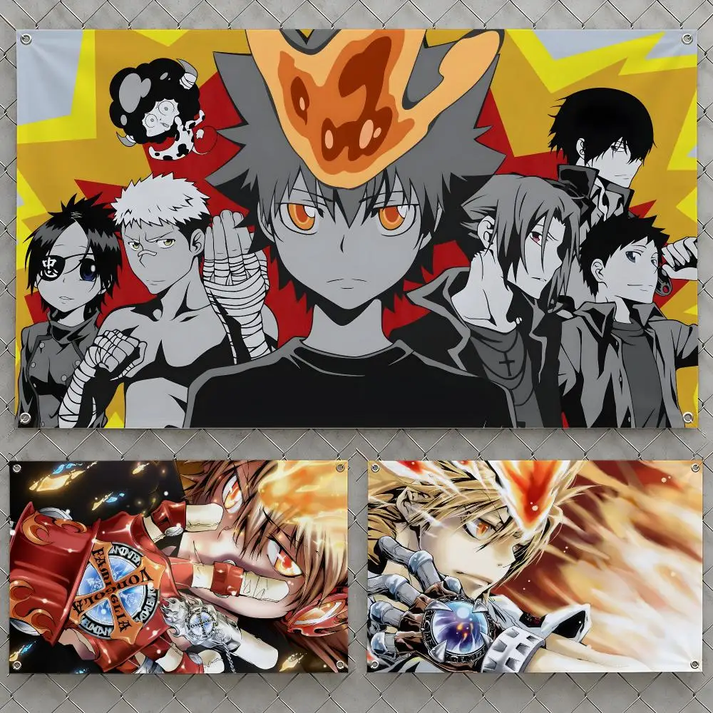 Anime REBORN! Katekyo Hitman Vongola Flags Wall Hanging Flag Banners For Birthday Parties Outdoor Bedroom Dorm Room Decor