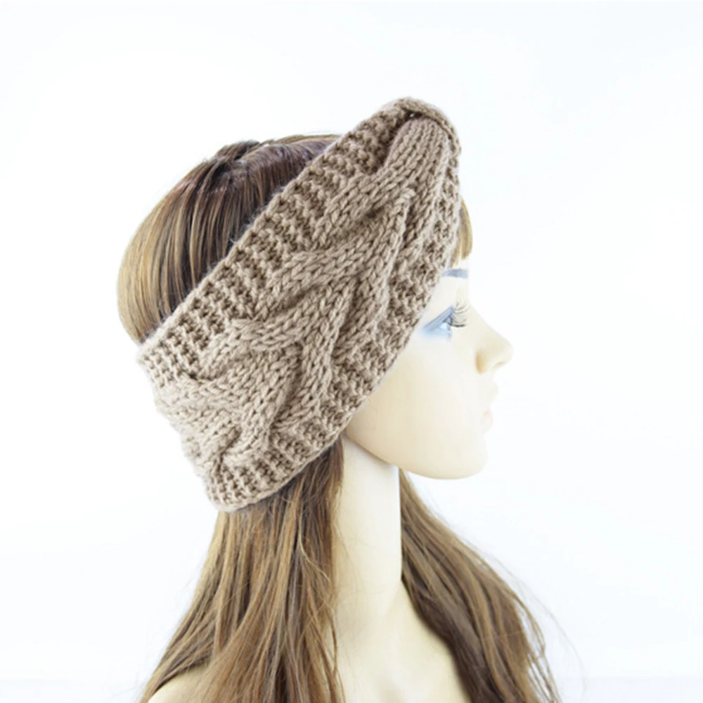 Winter New Knitting Wool Headband Handmade Hair Accessories Ear Warmer Wide Solid Hairband Crochet Turban Headwrap Bow Twist