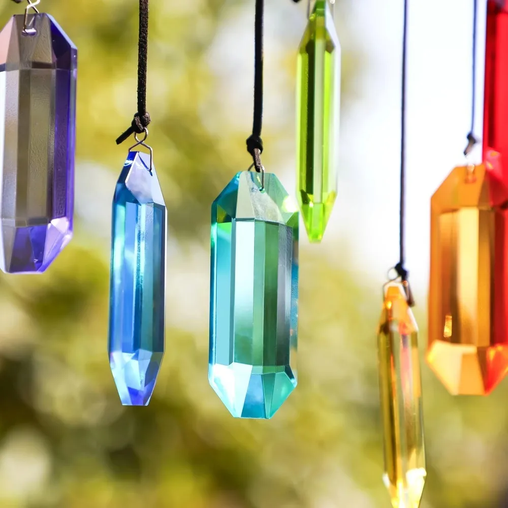 Crystal Prism Sun Catcher Hanging Window Ornament Rainbow Light Reflector Glass Decoration for Home Garden Indoor Patio Bedroom