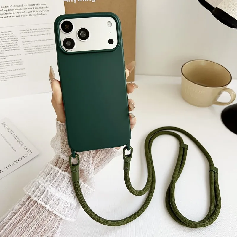 Offizielle Lanyard-Hülle für iPhone 17 Pro Max 14 12 11 13 15 16 Plus 17 Air Shockproof Candy Crossbody Neck Cord Strap Soft Cover – Detail 13
