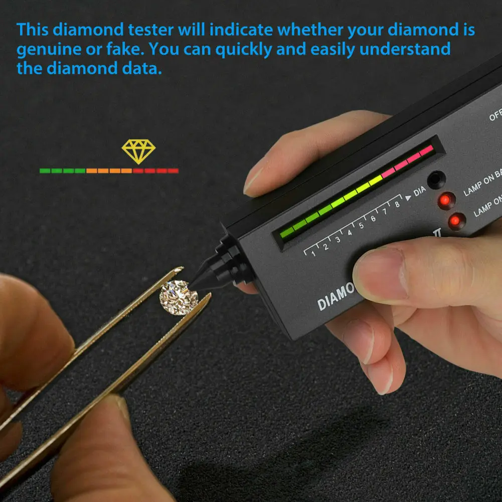 Tester di diamanti Tester di diamanti per gioielli con penna con luci a LED strumento di test portatile per Dropship esperto di principianti