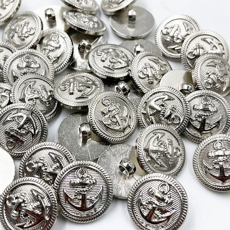 20PCS/pack 13/15/20MM Silver Anchor Buttons Plastic Sewing Accessory Shank Button Garment Clothing PT361