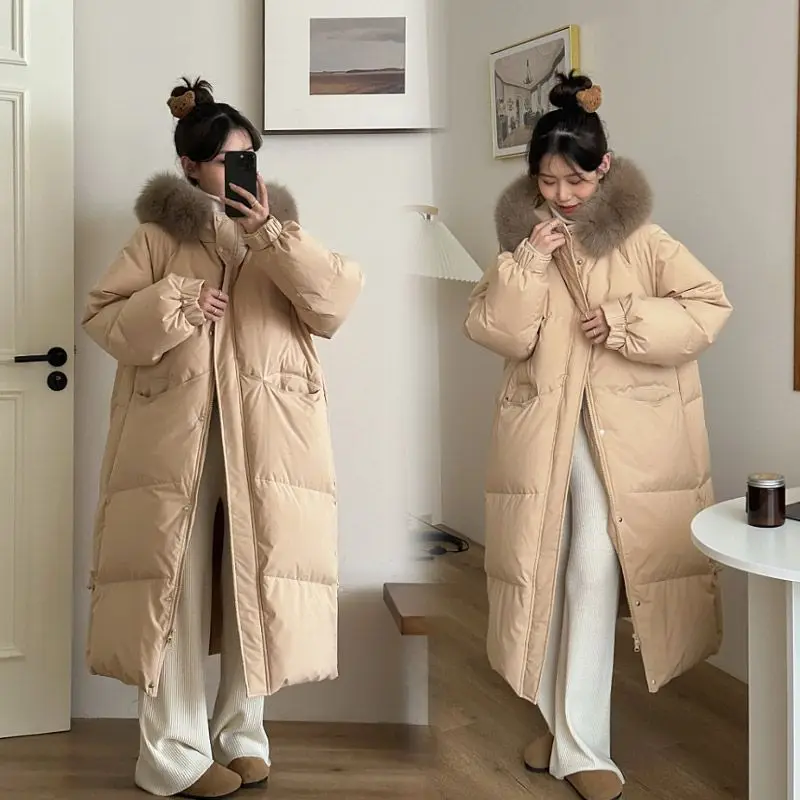 Parka Donna Para Dama Inverno Increspato Strati Telai Pieghe Maxi Pressato Elegante Dolce Preppy Studenti universitari Letterario Tenero