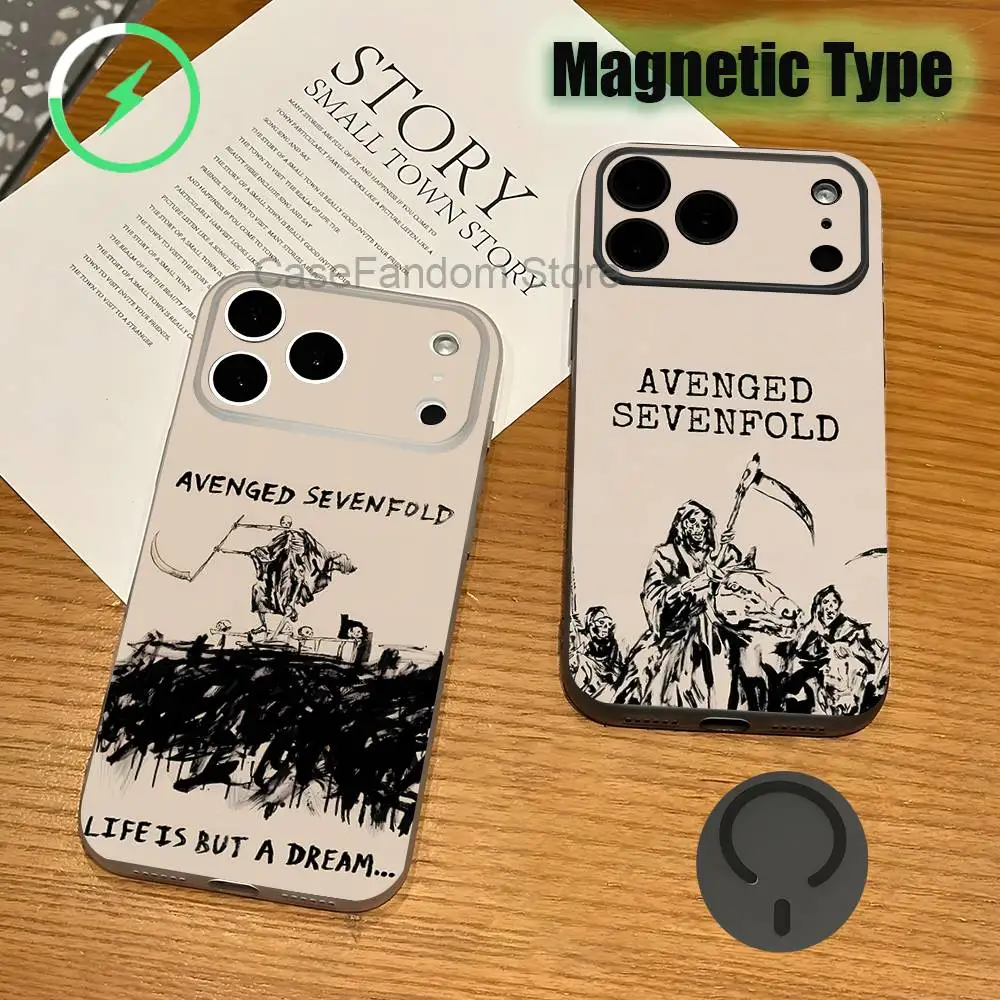 

Band A-Avenged S-Sevenfold For iPhone 17,16,15,14,13,12,11,Pro,Max,Plus Transparent gray Phone Case Magnetic Wireless Charging