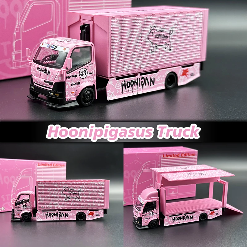 MT In Stock 1:64 Pink Hoonipigasus 300 Series Custom Gull Wing Truck Diecast Diorama Car Model Toys MicroTurbo