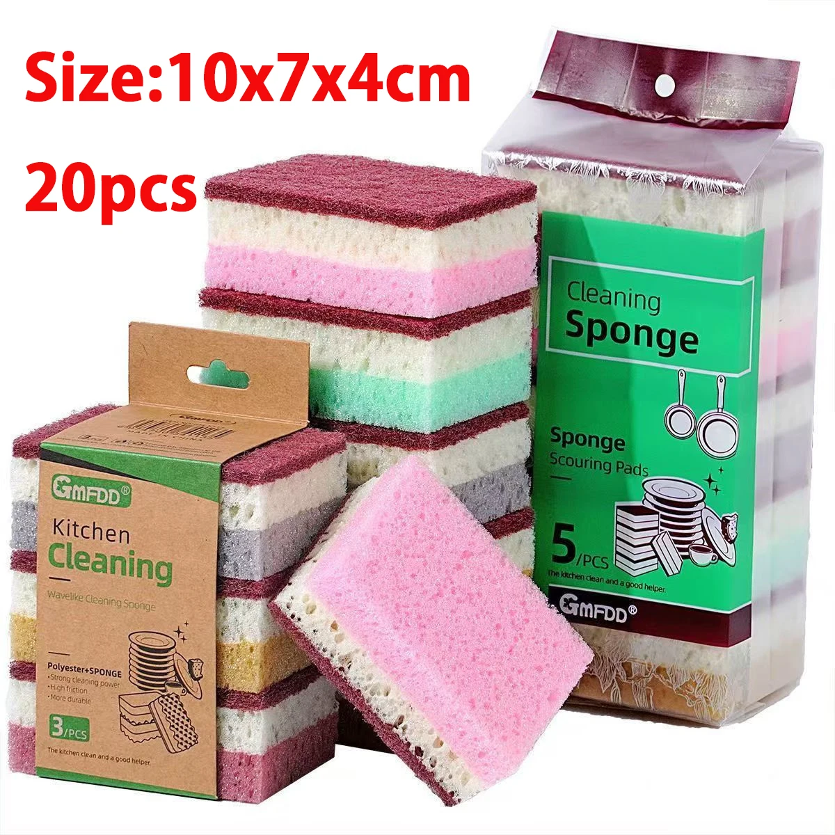 

20 шт., губка высокой плотности, ткань для мытья посуды, нежирные принадлежности для кухни и общественного питания, губчатая щетка, кастрюля и чаша