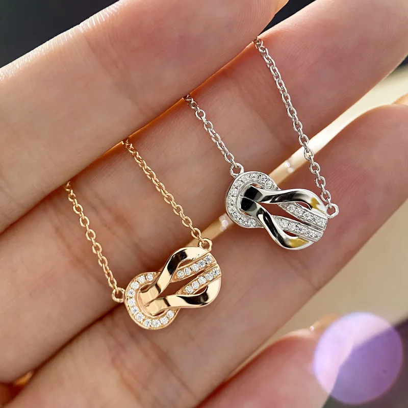 S925 Sterling Silver Double Layer Women s Choker Chain with 18K Gold Plated Horseshoe Clap for Trendy Daily and Occasion Wear