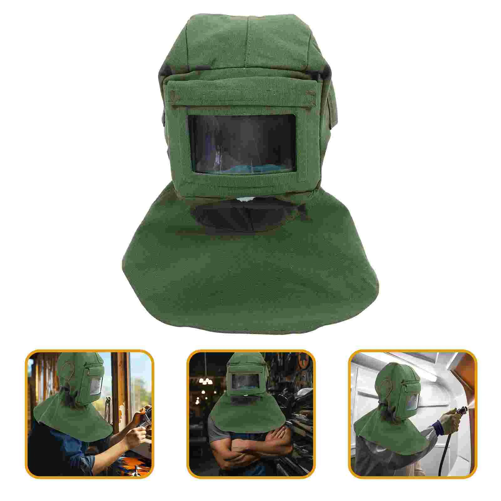 Spray Paint Sandblasted Shawl Hat for Sandblasting Hood Mask with Face Cap Protectors