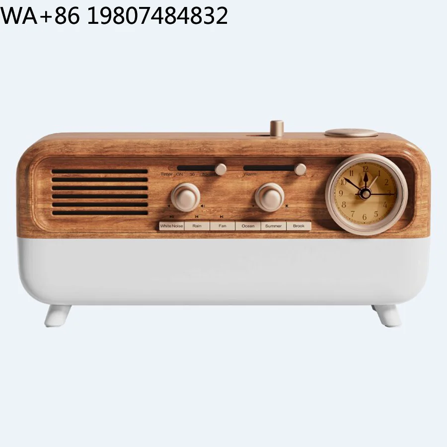 Imitation Wood Grain Vintage Sleep Aid Lamp Dawn Simulation Timing Alarm Dimmable White Noise Sound Box Bedroom Bedside Decor