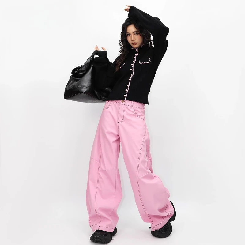 2025 Autumn New Color-Block High-Neck Women's Sweaters Top American Retro Design Warm Slimming Knitted Cardigan Coats Ladies