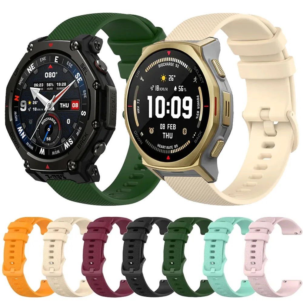 20/22mm Sport-Silikonarmband für Amazfit T-Rex3 Pro 48/44mm Bip 6 5 Balance 3 2 Bip Max Armband Amazfit Active Max 3 2 Square