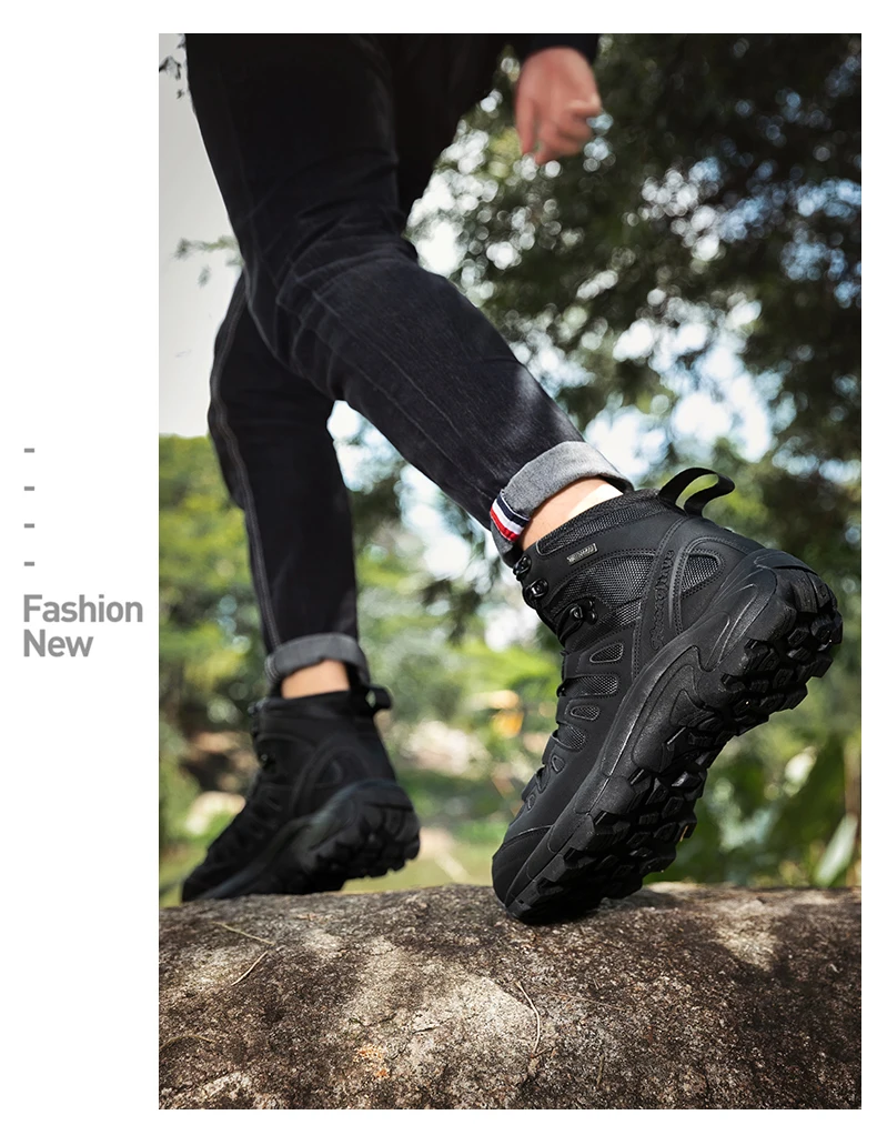 Taktische Herrenstiefel, wasserdichte Outdoor-Arbeits- und Jagdstiefel, ultraleichte, schnelltrocknende, rutschfeste Camping- und Armee-Stiefel mit Schnürung. – Detail 20