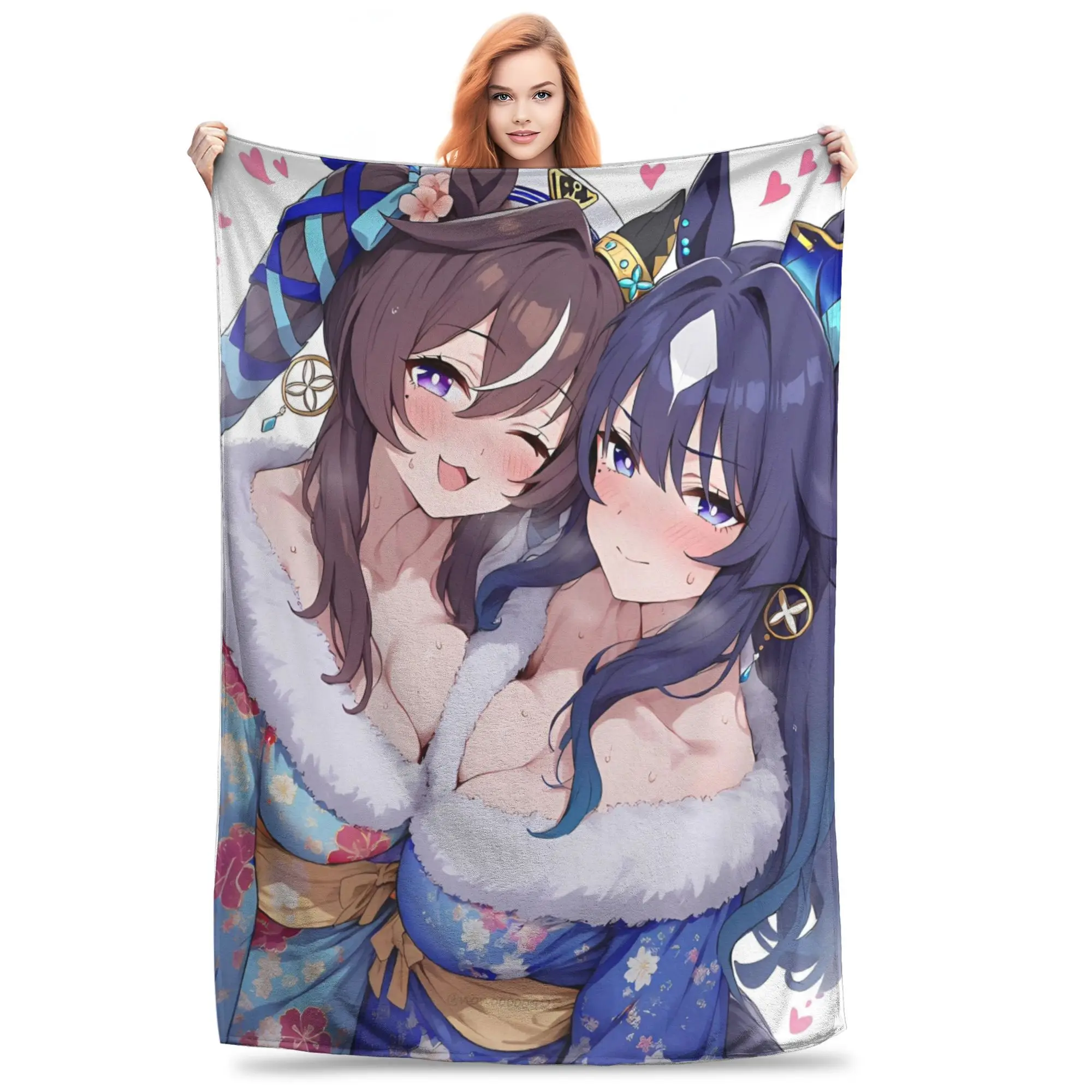 Uma Musume Pretty Derby Blanket Fleece Spring/Autumn Multi-function Lightweight Throw Blankets for Sofa Outdoor Plush Thin Quilt