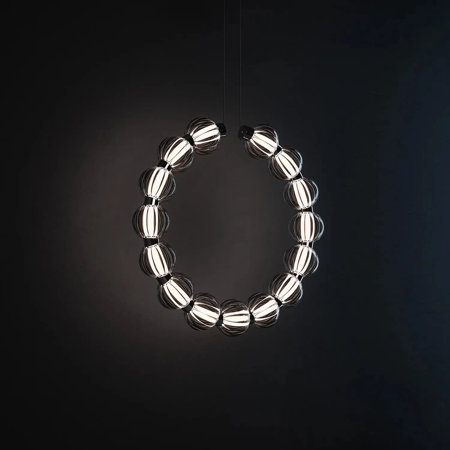 Modern Minimalist Luxury Glass Beads LED Ring Pendant Light for Living Dining Room Bedroom Chandeliers Home Suspension Luminaire